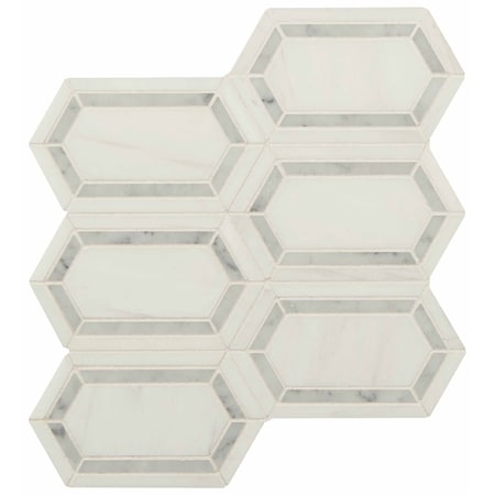 Ackland Sample Calabria Frost Spire Polished Marble Mosaic Floor and Wall Tile AKM-S-CAFR12X12SPP-SM
